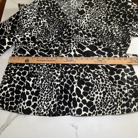 Who What Wear Top Womens Plus Sz 4X Swirling Leopard Peplum Wrap Tie Blouse NWT - Picture 7 of 15